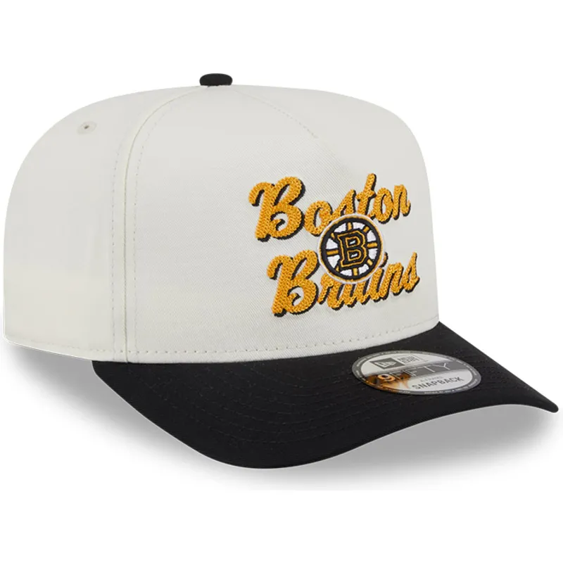 petten-gebogen-beige-snapback-9fifty-a-frame-chainstitch-van-boston-bruins-nhl-van-new-era