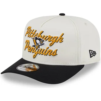 Beżowo-czarna zakrzywiona czapka snapback 9FIFTY A Frame Chainstitch Pittsburgh Penguins NHL New Era