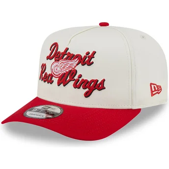 New Era Curved Brim 9FIFTY A Frame Chainstitch Detroit Red Wings NHL Beige and Red Snapback Cap