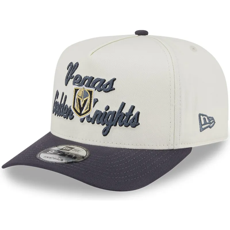 buet-beige-og-gra-snapback-kasket-9fifty-a-frame-chainstitch-fra-vegas-golden-knights-nhl-fra-new-era