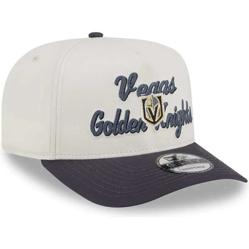 buet-beige-og-gra-snapback-kasket-9fifty-a-frame-chainstitch-fra-vegas-golden-knights-nhl-fra-new-era