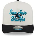 bezowo-czarna-czapka-z-zakrzywionym-daszkiem-snapback-9fifty-a-frame-chainstitch-san-jose-sharks-nhl-od-new-era