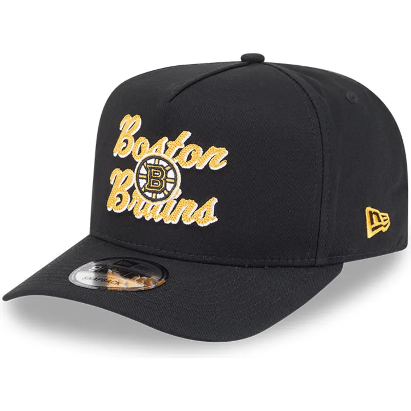 petten-gebogen-zwart-snapback-9fifty-a-frame-chainstitch-van-boston-bruins-nhl-van-new-era