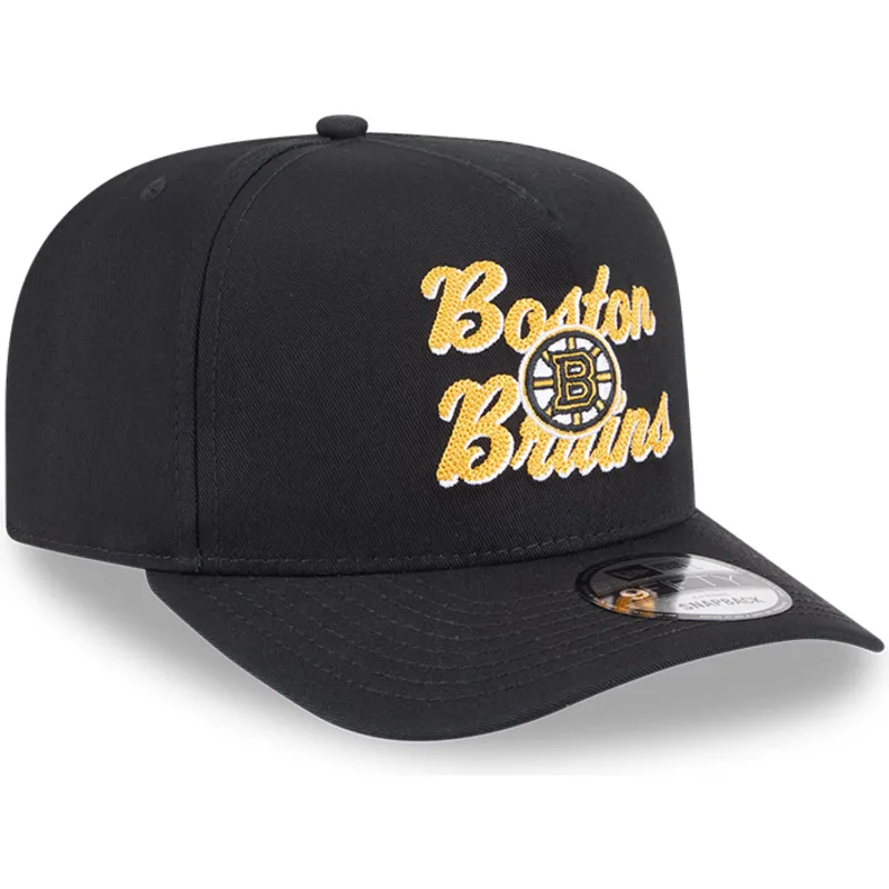 petten-gebogen-zwart-snapback-9fifty-a-frame-chainstitch-van-boston-bruins-nhl-van-new-era