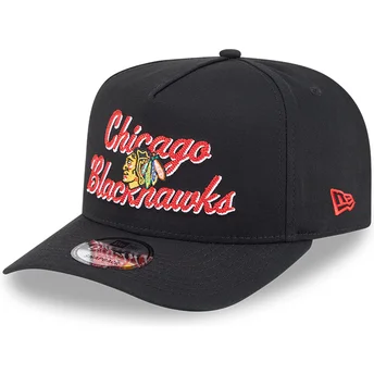Cappellino nero snapback 9FIFTY A Frame Chainstitch dei Chicago Blackhawks NHL di New Era