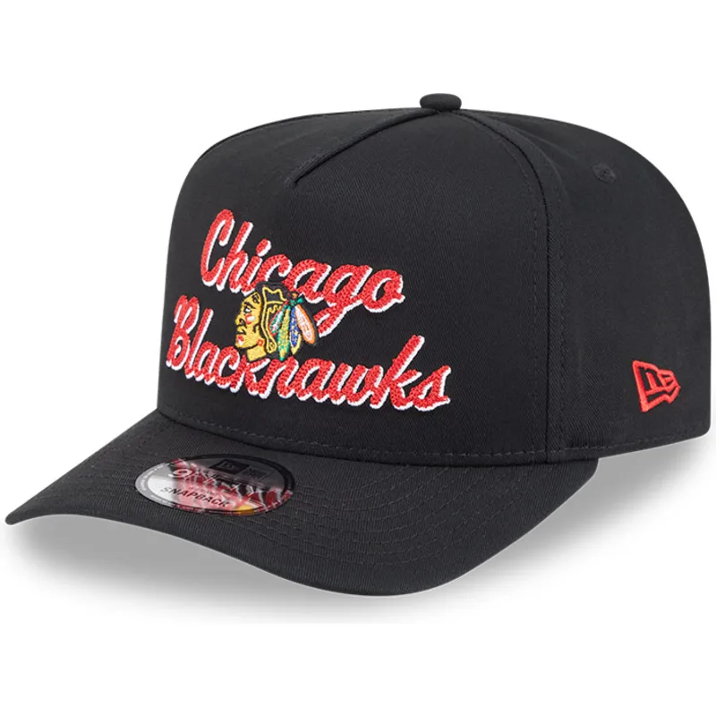 cappellino-curvo-nero-snapback-9fifty-a-frame-chainstitch-di-chicago-blackhawks-nhl-di-new-era