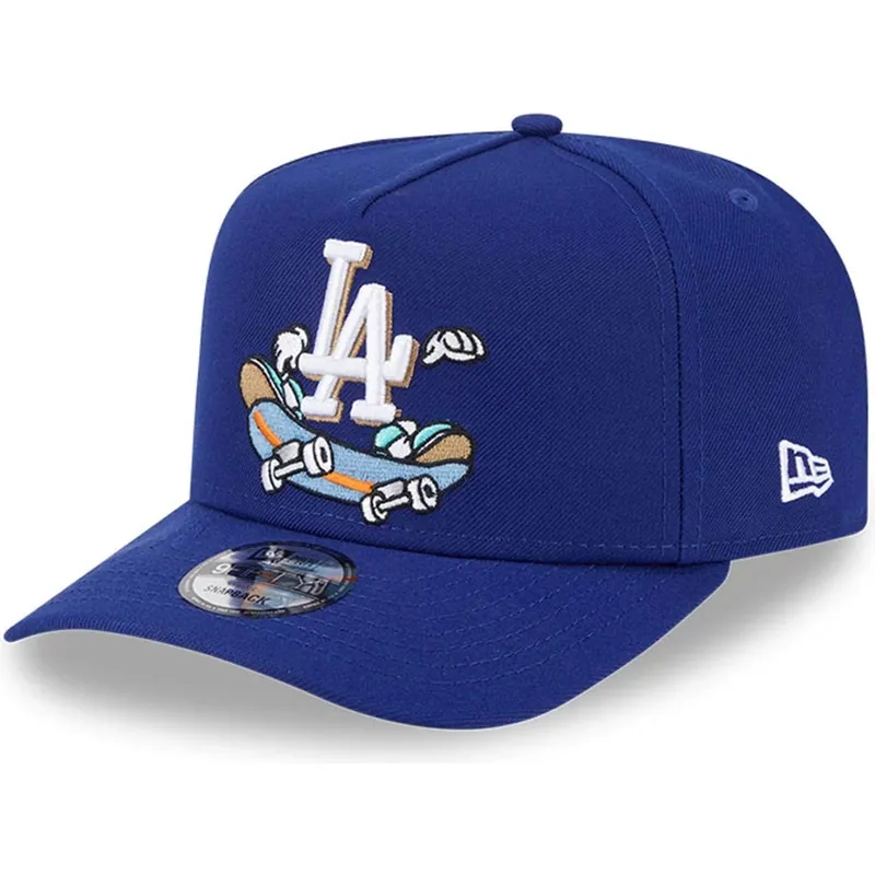 petten-gebogen-blauw-snapback-9fifty-a-frame-cartoon-van-los-angeles-dodgers-mlb-van-new-era
