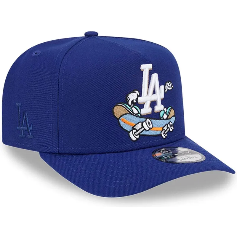 petten-gebogen-blauw-snapback-9fifty-a-frame-cartoon-van-los-angeles-dodgers-mlb-van-new-era