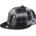 new-era-flat-brim-9fifty-retro-crown-plaid-boston-red-sox-mlb-black-snapback-cap