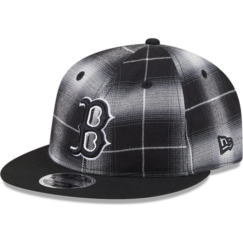 schwarze-flache-snapback-kappe-9fifty-retro-crown-plaid-der-boston-red-sox-mlb-von-new-era