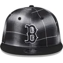 new-era-flat-brim-9fifty-retro-crown-plaid-boston-red-sox-mlb-black-snapback-cap