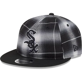 Cappello piatto nero snapback 9FIFTY Retro Crown Plaid di Chicago White Sox MLB di New Era