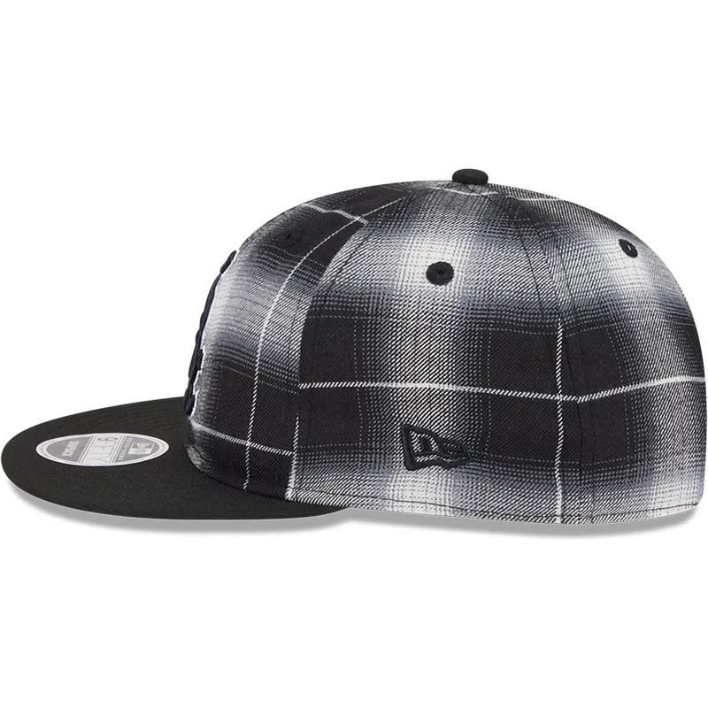 cappello-piatto-nero-snapback-9fifty-retro-crown-plaid-di-chicago-white-sox-mlb-di-new-era