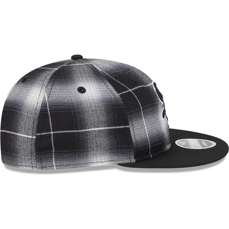 cappello-piatto-nero-snapback-9fifty-retro-crown-plaid-di-chicago-white-sox-mlb-di-new-era
