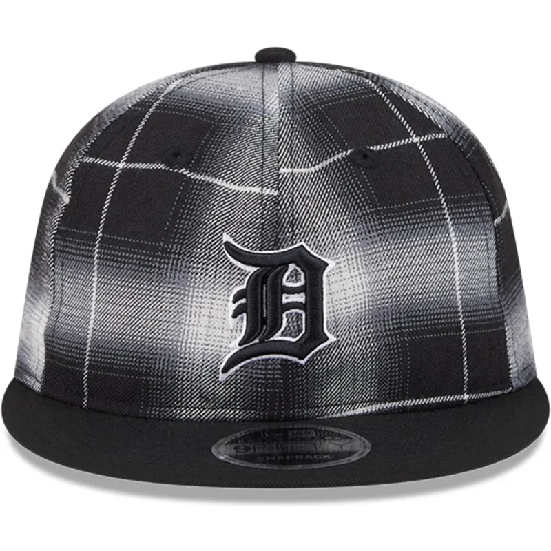 cappello-piatto-nero-snapback-9fifty-retro-crown-plaid-dei-detroit-tigers-mlb-di-new-era