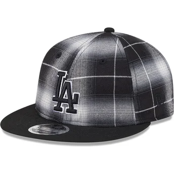 Cap plat black snapback 9FIFTY Retro Crown Plaid van Los Angeles Dodgers MLB van New Era