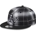 petten-plat-zwart-snapback-9fifty-retro-crown-plaid-van-oakland-athletics-mlb-van-new-era