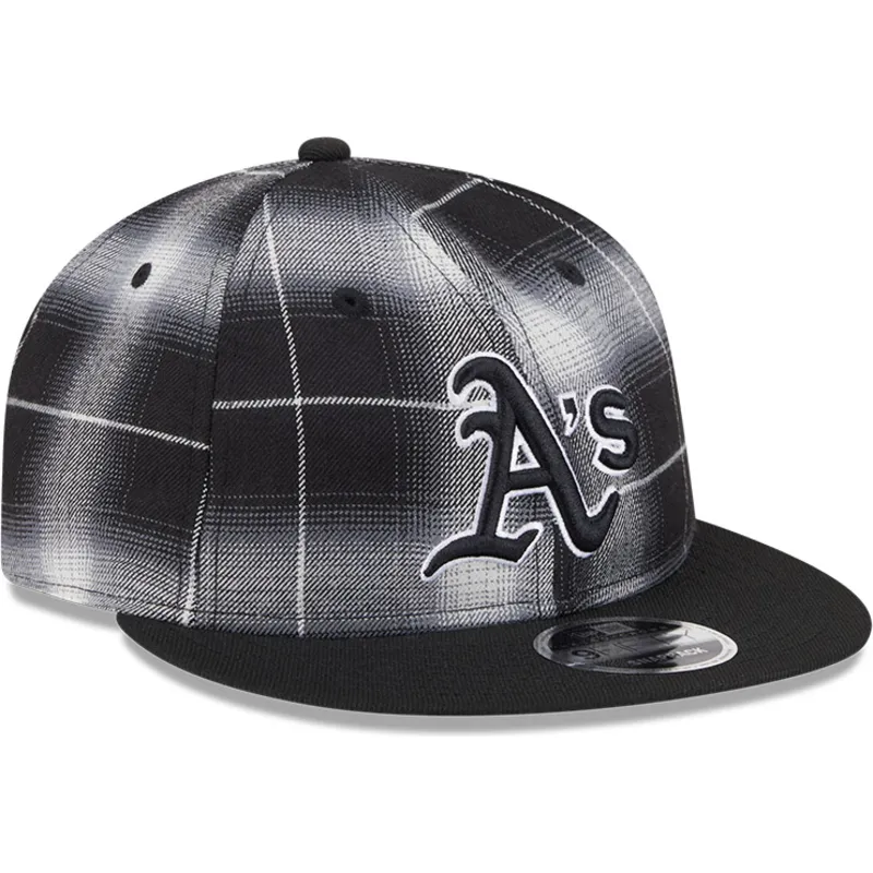 petten-plat-zwart-snapback-9fifty-retro-crown-plaid-van-oakland-athletics-mlb-van-new-era