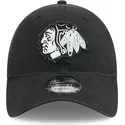justerbar-sort-kurvet-kasket-9twenty-stamp-fra-chicago-blackhawks-nhl-fra-new-era
