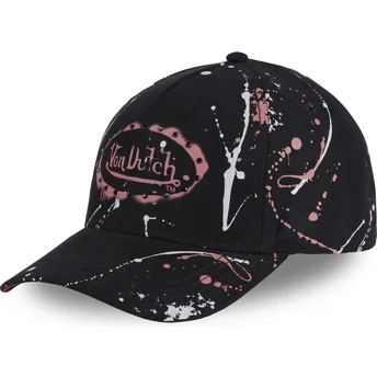 Von Dutch Curved Brim IMAG P Black and Pink Snapback Cap