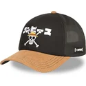 trucker-kasket-sort-og-brun-straw-hat-pirates-op6-one-one-piece-fra-capslab