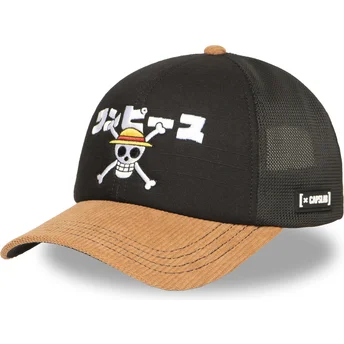Czarna i brązowa czapka trucker Straw Hat Pirates OP6 ONE Piece od Capslab