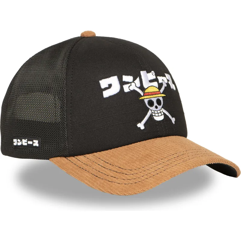 cappellino-trucker-nero-e-marrone-straw-hat-pirates-op6-one-one-piece-di-capslab