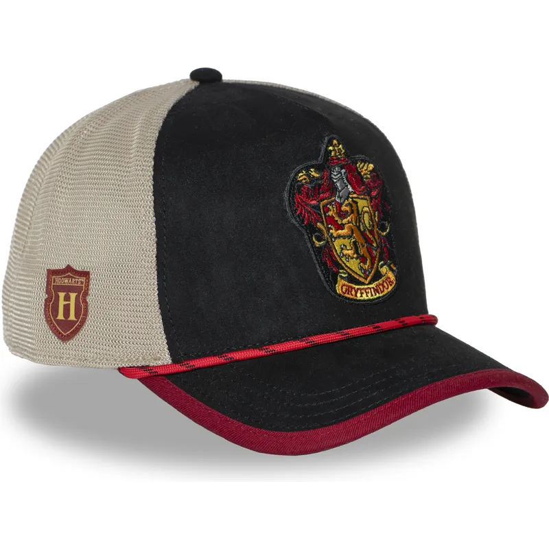 sort-og-beige-trucker-kasket-gryffindor-hp3-gry-harry-potter-fra-capslab