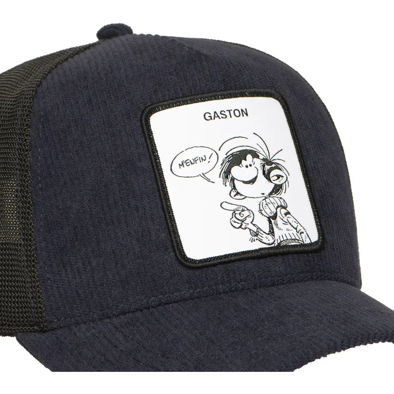capslab-gaston-lagaffe-glg2-gbd-marineblaue-und-schwarze-trucker-kappe