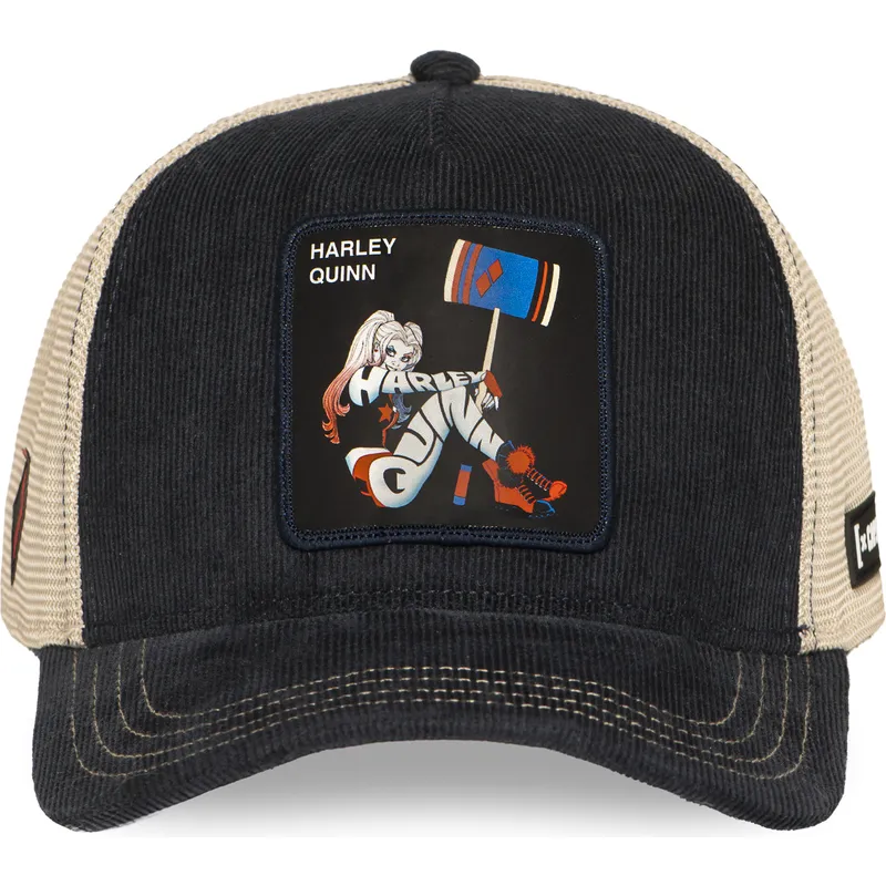 svart-och-beige-trucker-keps-harley-quinn-dc10-har-dc-comics-fran-capslab
