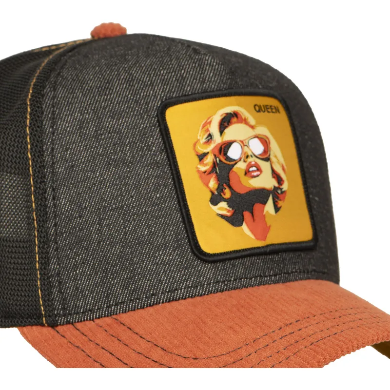 trucker-cap-schwarz-und-braun-marilyn-monroe-queen-fam-que-famous-von-capslab