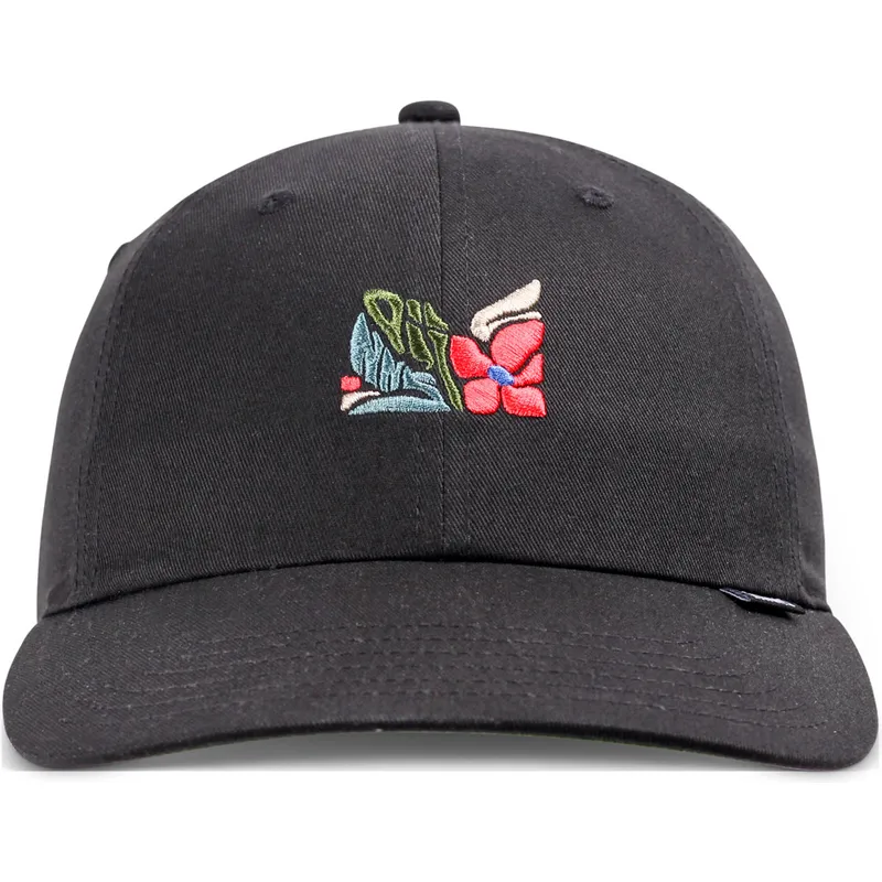 sort-justerbar-curved-cap-m-flowers-fra-djinns