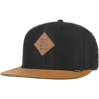 Cappello piatto nero e marrone snapback Honey Knit di Djinns