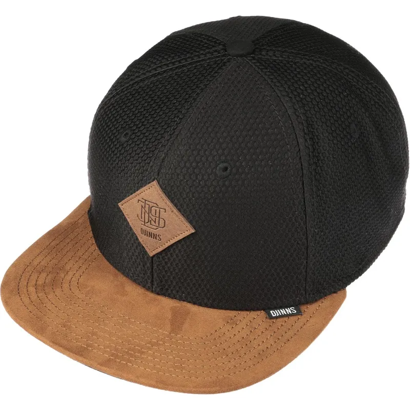 petten-plat-zwart-snapback-honey-knit-van-djinns