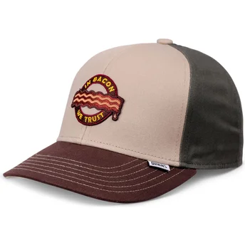 Petten gebogen meerkleurig snapback voor kinderen Food Bacon Basic van Djinns