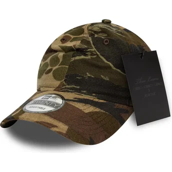 Buet kasket camouflage justerbar 9TWENTY Brushed Cotton Three Looms Woodland fra New Era