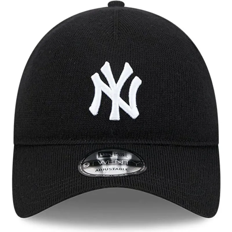 justerbar-sort-buet-kasket-9twenty-merino-wool-yarn-fra-new-york-yankees-mlb-fra-new-era