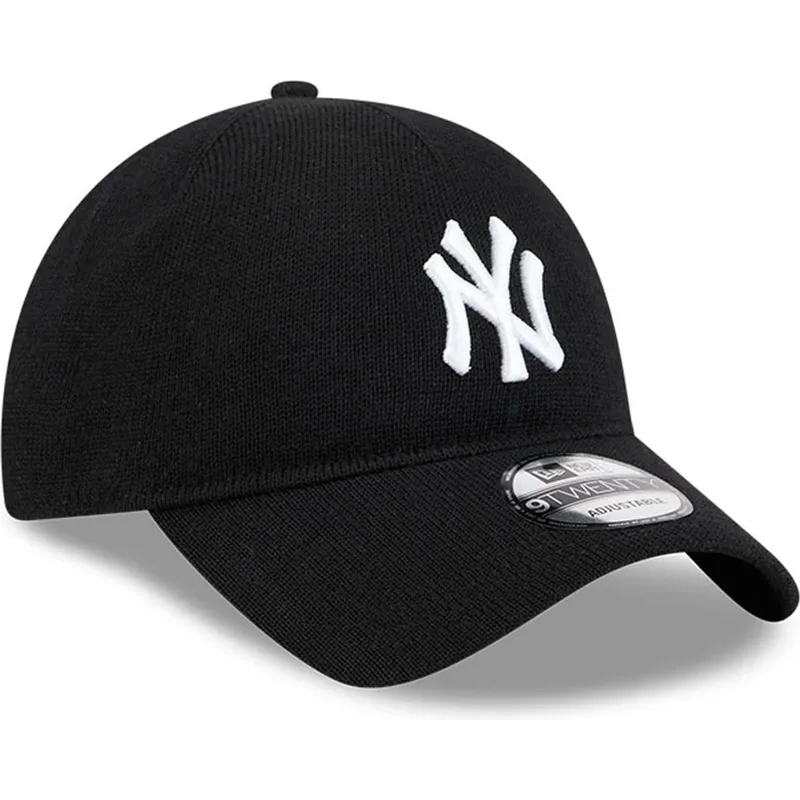 justerbar-sort-buet-kasket-9twenty-merino-wool-yarn-fra-new-york-yankees-mlb-fra-new-era
