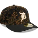 cappellino-curvo-nero-chiuso-59fifty-low-profile-floral-cord-three-looms-printed-corduroy-dei-detroit-tigers-mlb-di-new-era
