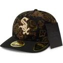 petten-gebogen-zwart-aangepast-59fifty-low-profile-floral-cord-three-looms-printed-corduroy-van-chicago-white-sox-mlb-van-new-er