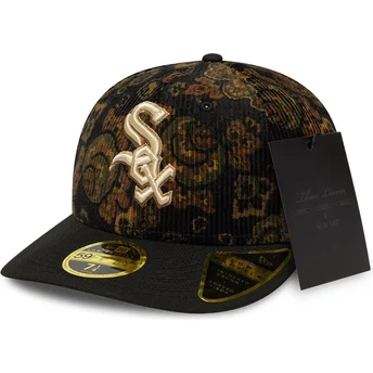 Gorra curva negra ajustada 59FIFTY Low Profile Floral Cord Three Looms Printed Corduroy de Chicago White Sox MLB de New Era