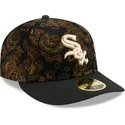 petten-gebogen-zwart-fitted-59fifty-low-profile-floral-cord-three-looms-printed-corduroy-van-chicago-white-sox-mlb-van-new-era