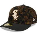 cappellino-curvo-nero-regolabile-59fifty-low-profile-floral-cord-three-looms-printed-corduroy-dei-chicago-white-sox-mlb-di-new-e
