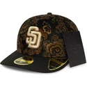 petten-gebogen-zwart-fitted-59fifty-low-profile-floral-cord-three-looms-printed-corduroy-van-san-diego-padres-mlb-van-new-era