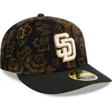 san-diego-padres-mlb-new-era-59fifty-low-profile-floral-cord-three-looms-printed-corduroy-svart-bojd-justerbar-keps