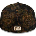 sort-buet-kasket-justerbar-59fifty-low-profile-floral-cord-three-looms-printed-corduroy-fra-san-diego-padres-mlb-fra-new-era