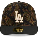 petten-gebogen-zwart-fitted-59fifty-low-profile-floral-cord-three-looms-printed-corduroy-van-los-angeles-dodgers-mlb-van-new-era