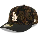czarna-dopasowana-czapka-z-zakrzywionym-daszkiem-59fifty-low-profile-floral-cord-three-looms-printed-corduroy-los-angeles-dodger