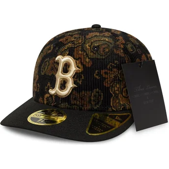 Gorra curva negra ajustada 59FIFTY Low Profile Floral Cord Three Looms Printed Corduroy de Boston Red Sox MLB de New Era