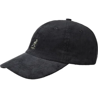 Petten gebogen zwart verstelbaar Cord Baseball Black van Kangol